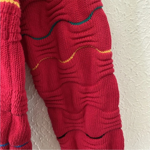 Vtg 90s Textured 3D Sweater Red Colours by Alexander Julian Biggie Smalls Cosby - Picture 5 of 12